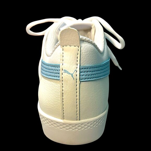 NWOT-PUMA Women's Vikky v3 Leather White and Light Blue Sneakers - Picture 6 of 15